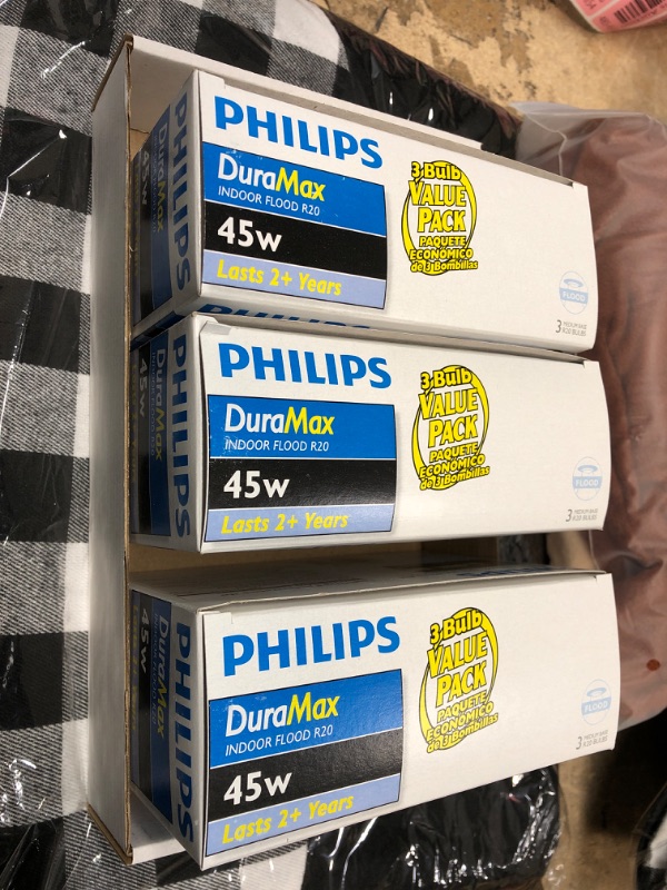 Photo 2 of 3 pack - Philips 223149 Duramax 45-Watt R20 Indoor Flood Light Bulb,Incandescent, 3Pk 