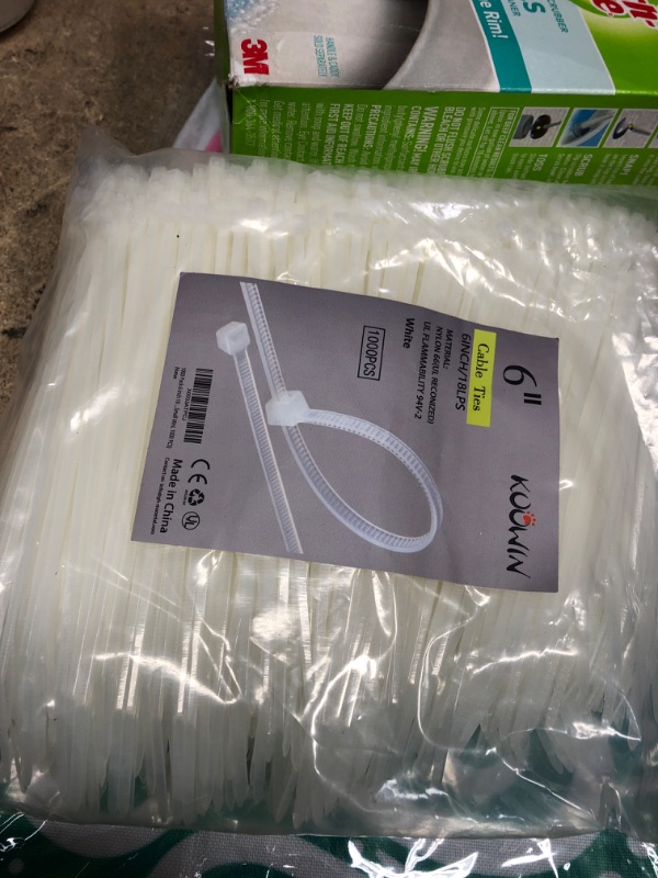 Photo 2 of 1000 Pack 6 Inch Bulk KOOWIN Nylon Plastic Cable Zip Ties Small Wire Wraps White 6 inch 18 lb (1000 pcs) White