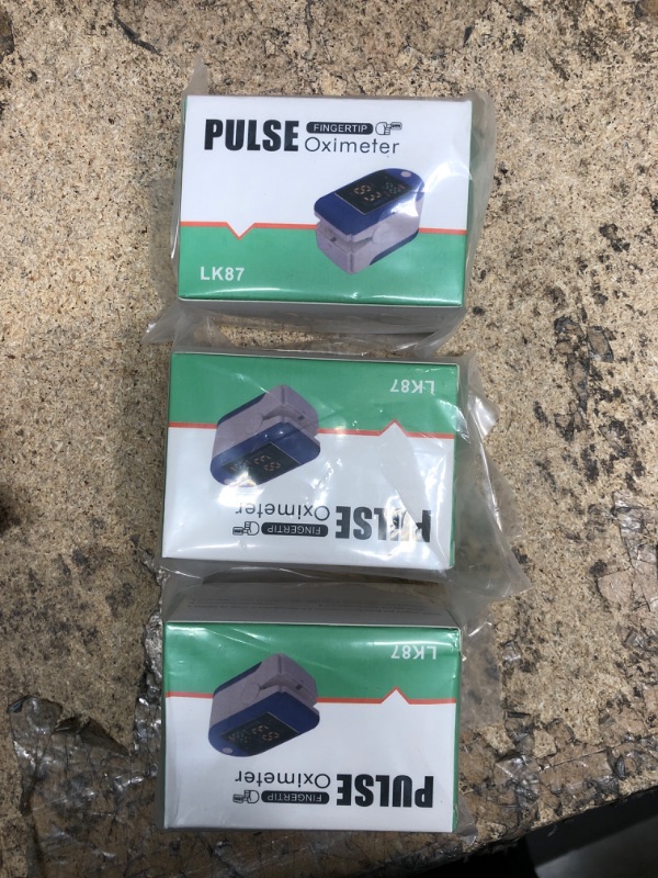 Photo 1 of 3 pack - Pulse Oximeter Sports and Aviation Finger-Unit Spot Check ,Blood Oxygen Saturation Monitor, Portable Digital Reading LED Display Blue