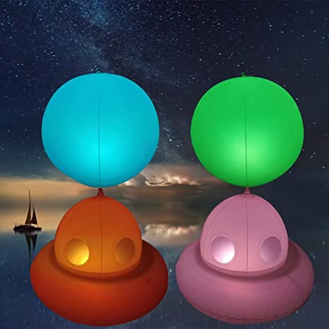 Photo 1 of wookon Floating Pool Lights Ball,Waterproof Solar Powered Floating Lights for Pool,RGB Colors,Perfect for Indoor/Outdoor,Pool,Exhibition Decor(2 Ball+2 Spaceship)
