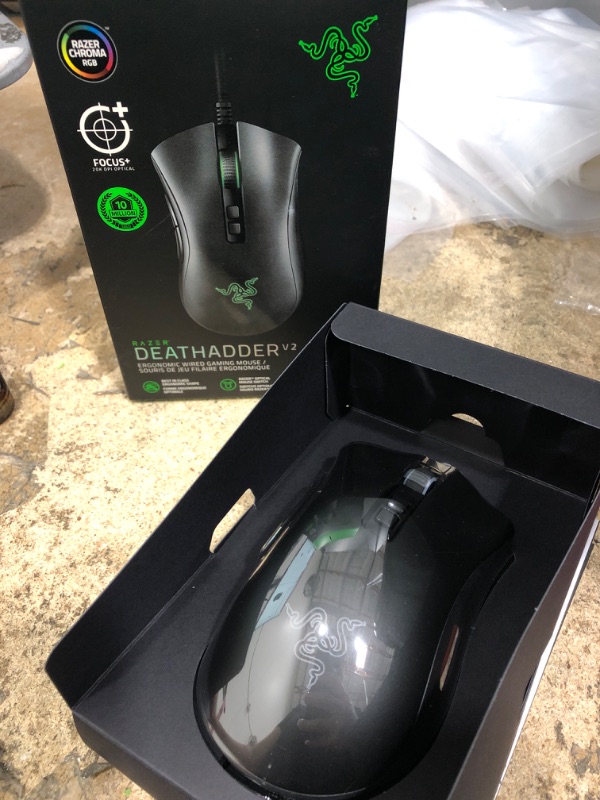 Photo 2 of Razer DeathAdder V2 Gaming Mouse: 20K DPI Optical Sensor - Fastest Gaming Mouse Switch - Chroma RGB Lighting - 8 Programmable Buttons - Rubberized Side Grips - Classic Black Mouse DeathAdder V2 Classic Black