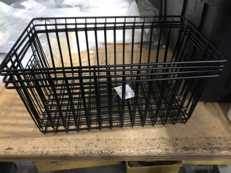 Photo 1 of 16inch Freezer Wire Storage Organizer Baskets, Refrigerator Metal Bins with Handles for Kitchen, Pantry, Cabinet, Closets - Set of 4 (Black 4)