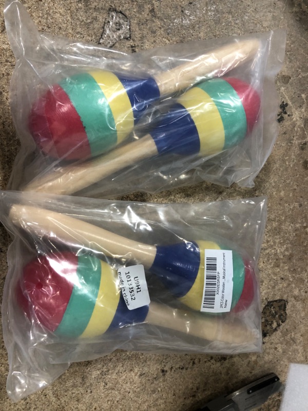 Photo 2 of 2PCS Color Wooden Orff Sand Ball Maraca Percussion Hand-cranked Musical Instrument 2 pack