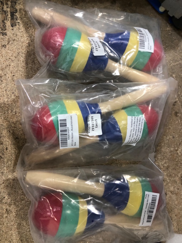 Photo 2 of 2PCS Color Wooden Orff Sand Ball Maraca Percussion Hand-cranked Musical Instrument 3 packets