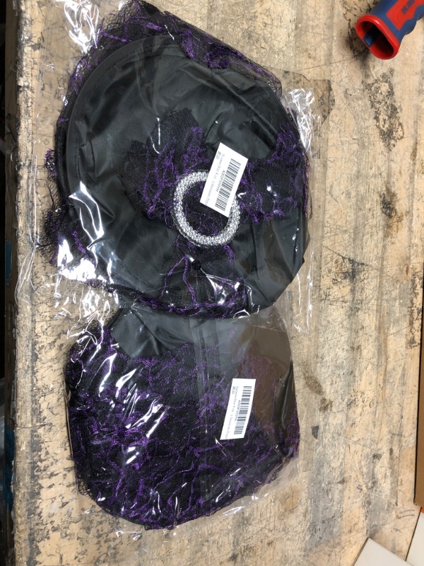 Photo 2 of Bundle of 2 Halloween Shiny Witch Hat Purple