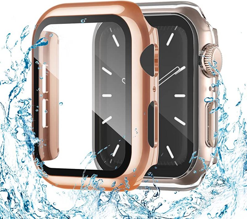 Photo 1 of [2 Pack] Compatible for Apple Watch Case Series 6/SE/5/4 44mm with Screen Protector, Waterproof Hard PC Case Ultra-Thin HD Clear Bumper All Around Protective Cover Anti-Fog for iWatch Men Women