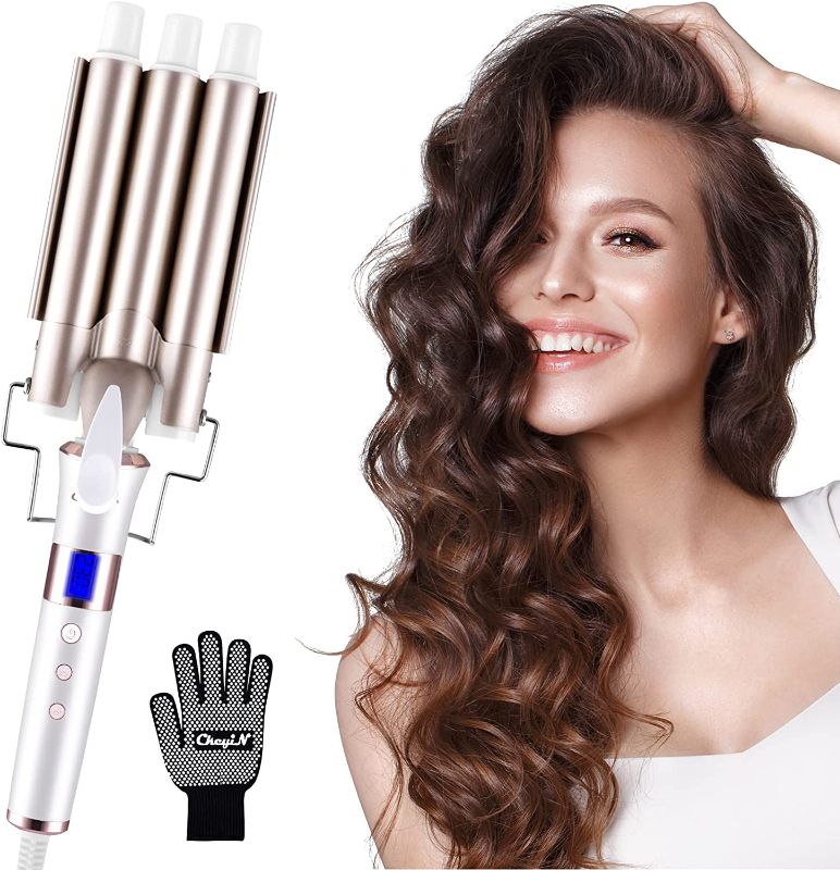 Photo 1 of **TESTED/ TURNS ON** CkeyiN 3 Barrel Hair Waver, 1 inch Ceramic Tourmaline Crimper Hair Iron with 16 Temperature Control LCD Display, Waver Curling Iron for Long Short and Thick Hair
