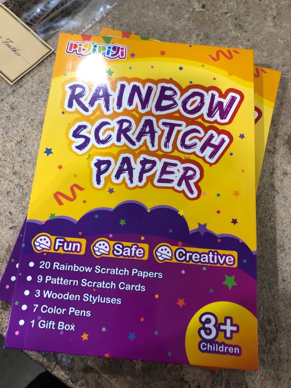 Photo 2 of (pack of 2) pigipigi Rainbow Scratch Set for Boys: 2 Style Scratch Paper Art Doodle Project Kits Color Crafts Art Supplies DIY Boards Best Birthday Christmas for Children 3 4 5 6 7 8 9 10 11 12 Years Old Dinosaurs