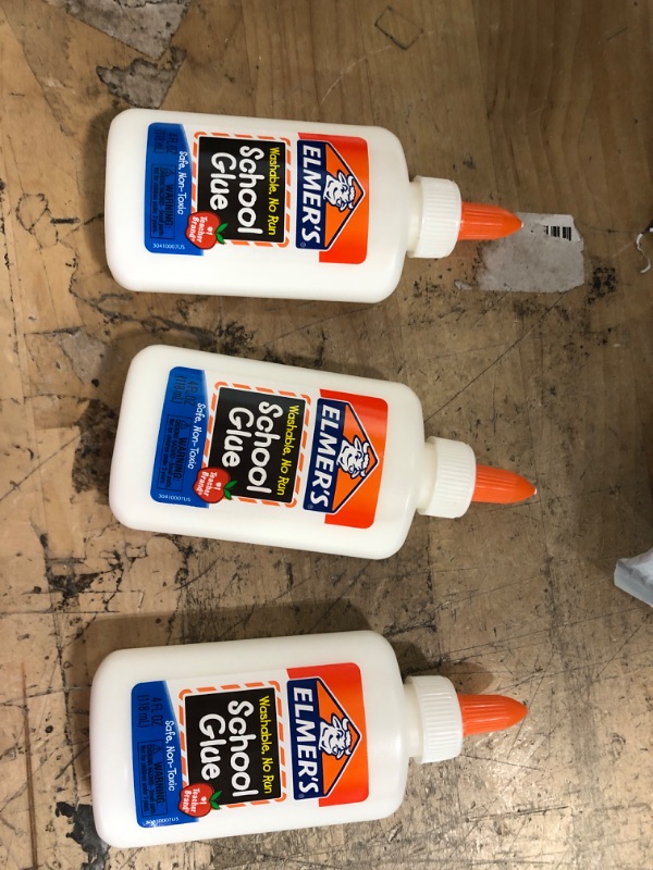 Photo 2 of Elmer's Liquid School Glue, White, Washable, 7.625 Ounces, 3 Count Slime Kit