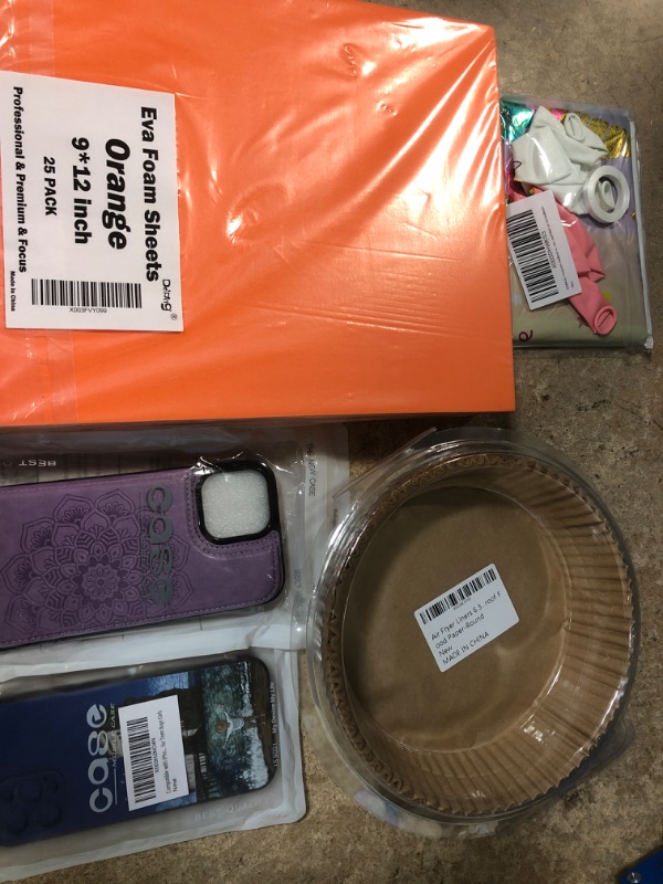 Photo 1 of 5 assorted items9x12 inch, air fryer liner, balloons, iphone cases