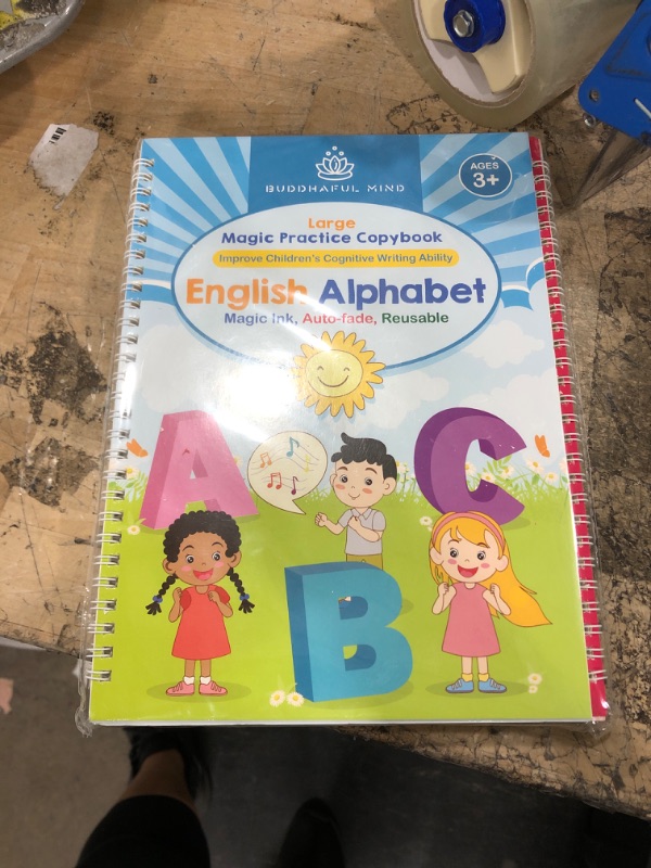 Photo 1 of Buddhaful Mind Magic Practice Copybooks for Kids - Pens with Travel Bag - School Supplies - Kid tracing Paper with Calligraphy Invisible Ink pens - Handwriting Practice for Kids (Large)