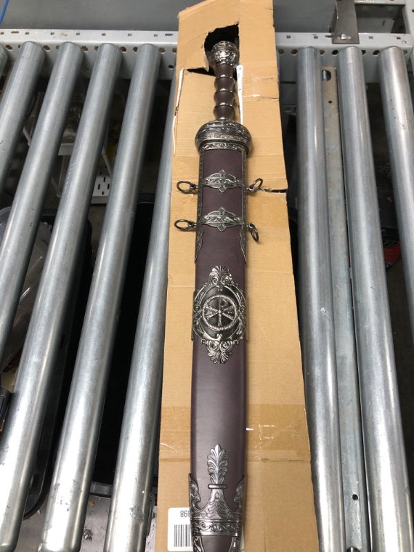 Photo 2 of 31.5" Stainless Steel Gladius Roman Sword Dagger Scabbard with Metal Accents Brown