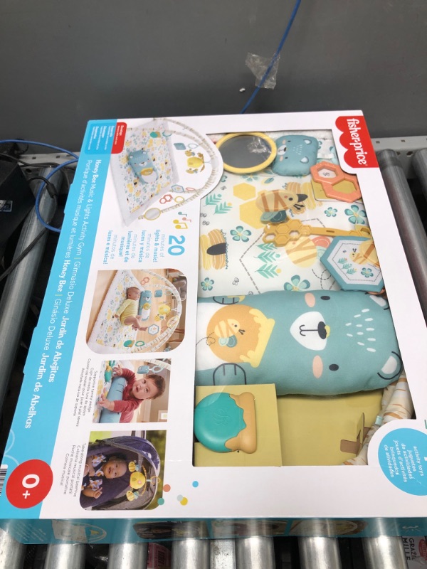 Photo 2 of Fisher-Price Honey Bee Music & Lights Activity Gym, bee-themed infant playmat with tummy time prop and activity toys Honey Bee Activity Gym