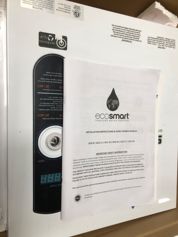 Photo 5 of * USED * 
EcoSmart ECO 27 Tankless Water Heater, Electric