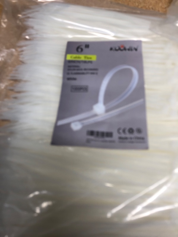 Photo 2 of 1000 Pack 6 Inch Bulk KOOWIN Nylon Plastic Cable Zip Ties Small Wire Wraps White 6 inch 18 lb (1000 pcs) White