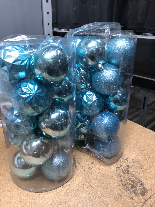 Photo 2 of 2/20ct Christmas Ball Ornaments Shatterproof Christmas Hanging Tree Decorative Balls for Party Holiday Wedding Decor Babyblue, 3.15",80mm Baby Blue 3.15 in