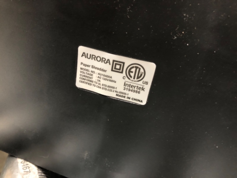 Photo 4 of Aurora AU1640XA Anti-Jam 16 Sheet Crosscut Paper/CD and Credit Card/ 5 Gal Pullout Basket Shredder, 30 Minutes Continuous Run Time 16-sheet CrossCut/CD/30-min