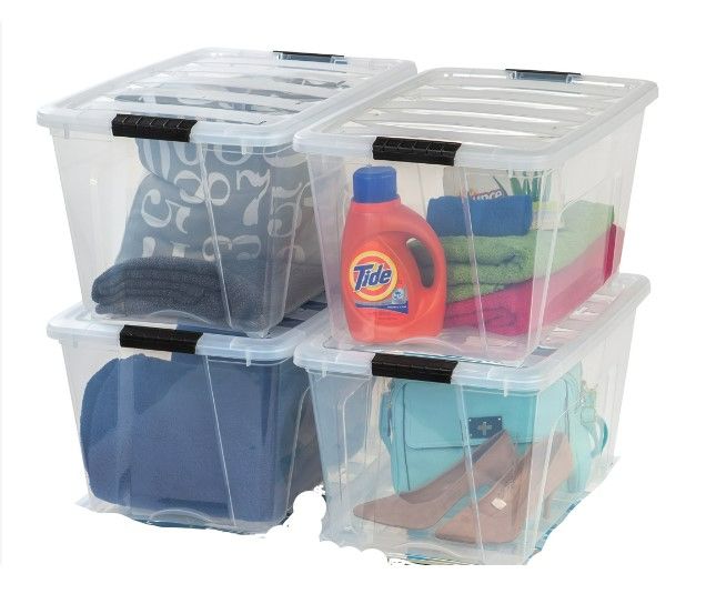 Photo 2 of **USED** 1 LID WITH TINY CRACK** 4 BINS** USA 53 Qt. Plastic Storage Bin Tote Organizing Container with Durable Lid and Secure Latching Buckles