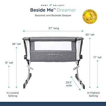 Photo 1 of Baby Delight Beside Me Dreamer Bassinet | Bedside Sleeper | 6-Position Height Adjustment | Charcoal Tweed
