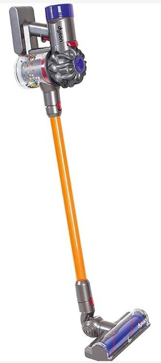 Photo 1 of Casdon Little Helper Dyson Cord-Free Vacuum Cleaner Toy, Grey, Orange and Purple (68702) 