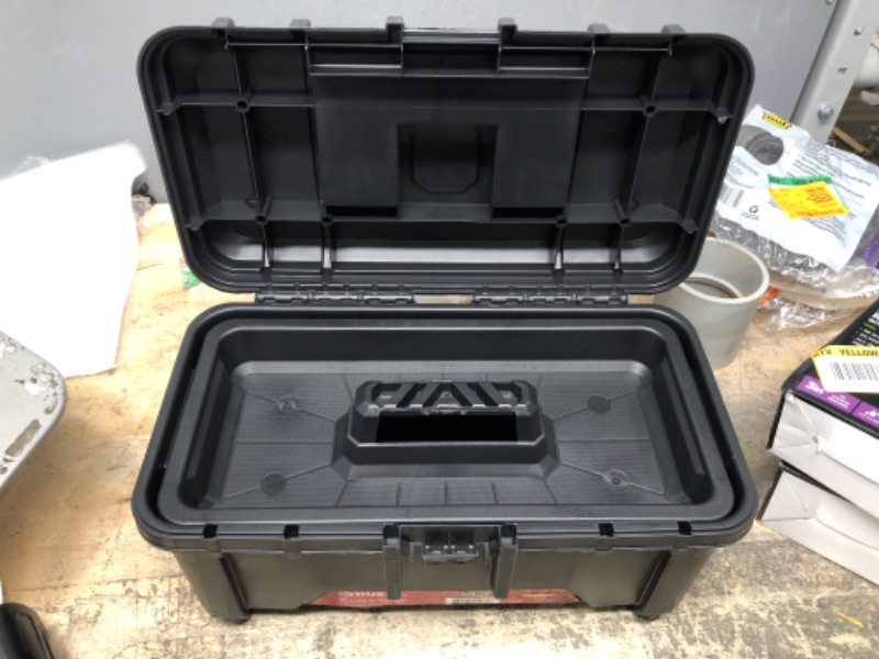 Photo 3 of 16 in. Black Plastic Portable Tool Box with Metal Latches