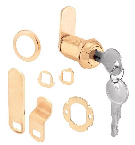 Photo 1 of 1-3/8 in. Classic Bronze Cam Lock
13/16 in., Steel, Brass Plated, Keyed Drawer and Cabinet Cam Lock
