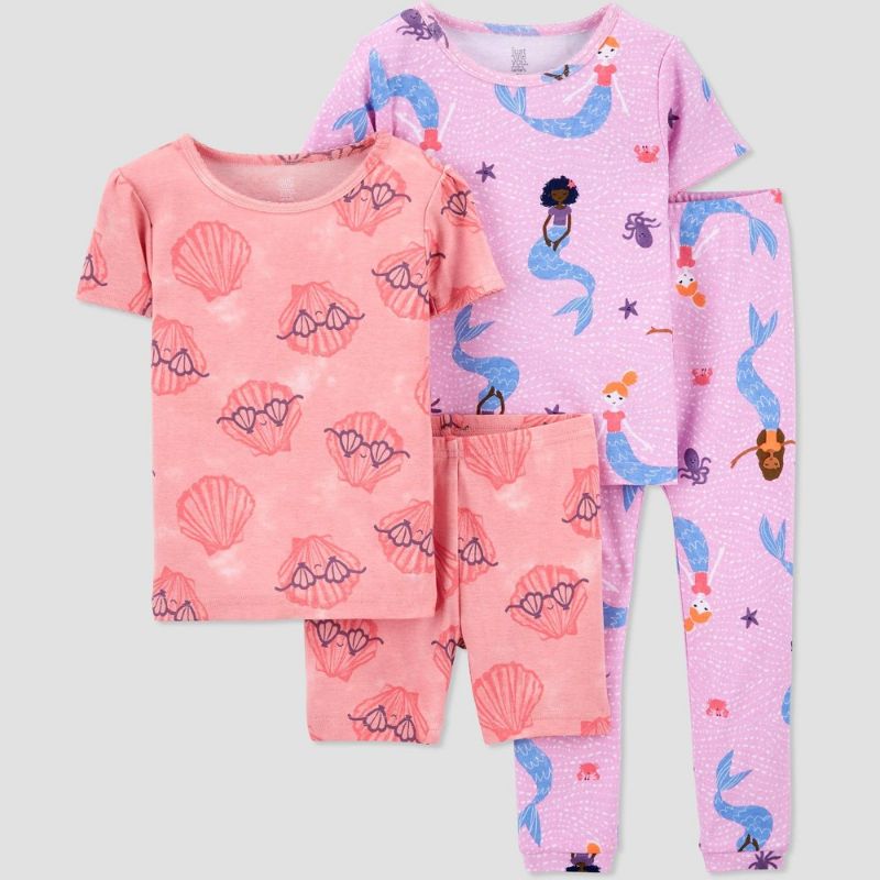 Photo 1 of Baby Girls' 4pc Shells/Mermaids Snug Fit Pajama Set - Just One You® Made by Carter's Purple/Pink 18M