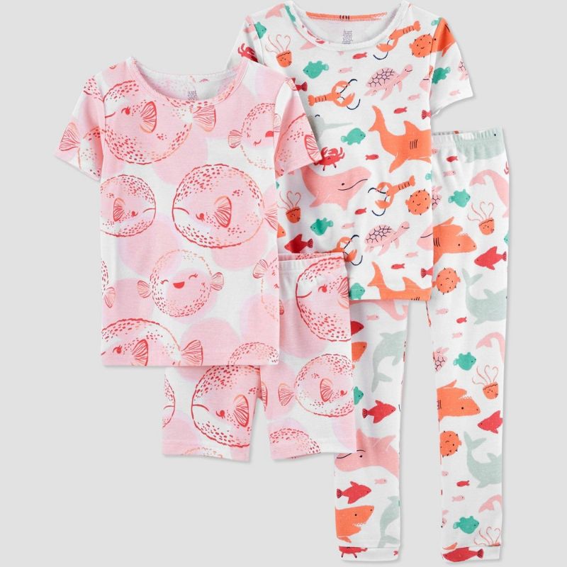 Photo 1 of 2T Toddler Girls' Blowfish Sea Print Pajama Set - Just One You® Made by Carter's Gray/Purple
