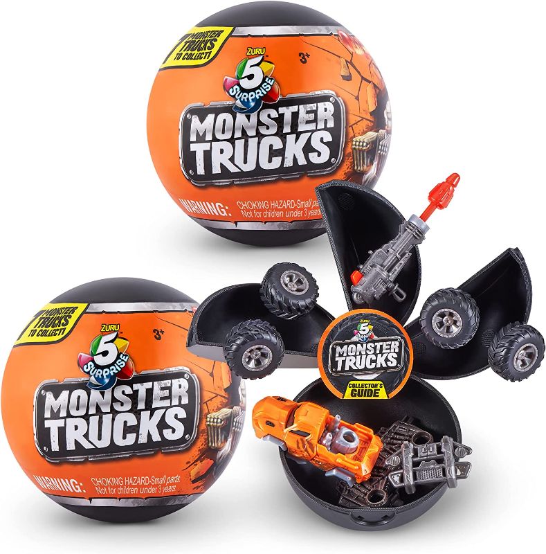 Photo 1 of 2 Surprise Monster Trucks Series 1 by ZURU (2 Pack) Glow in The Dark, Miniature Mystery Collectible Capsules, Mini Toy Truck, Battle Toys for Boys, Kids, Teens
