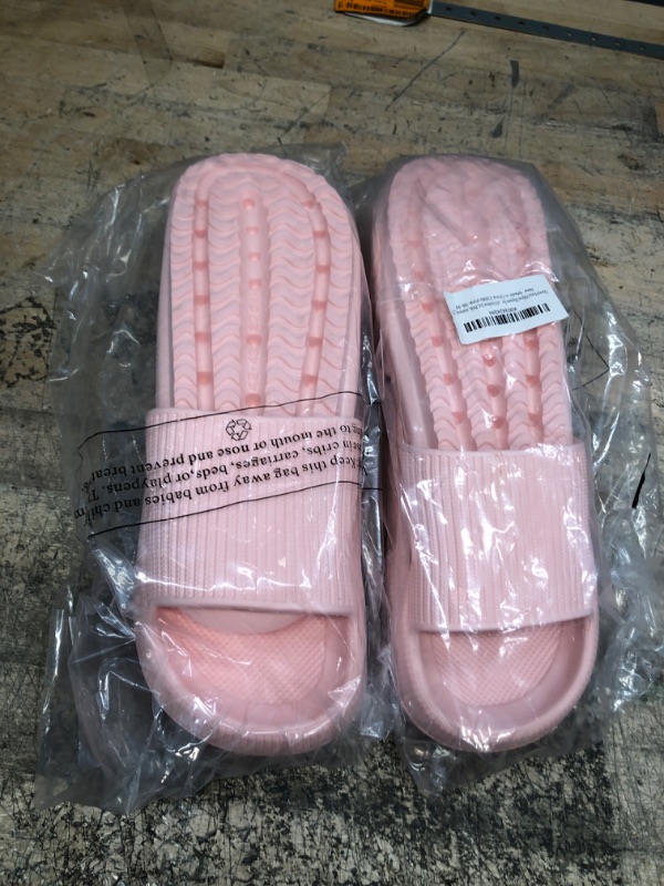 Photo 2 of (2) QueeyHome Pillow Slippers for Women and Men Massage Shower Bathroom Non-Slip Quick Drying Open Toe Comfy Thick Sole Home House Cloud Cushion Sandals 7-8 Pink