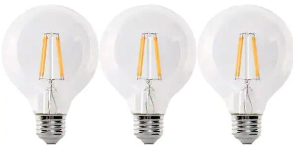 Photo 1 of 100-Watt Equivalent G25 E26 Dimmable Filament CEC 90 CRI Clear Glass LED Light Bulb, Daylight 5000K (3-Pack)

