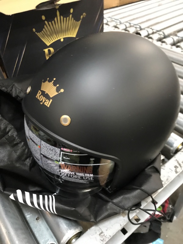 Photo 1 of Royal M139 Open Face Motorcycle Helmet - Retro Motorcycle Helmets, Vintage & Classic Style, 3/4 Vespa Helmet, Multi-Sport Impact Protection with Unique Design for Adult Women and Men Matte Black Large