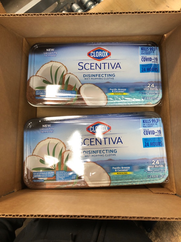 Photo 2 of 2 pack - Clorox Scentiva Disinfecting Wet Mopping Cloths, Pacific Breeze and Coconut, 24 Wet Refills (Package May Vary)