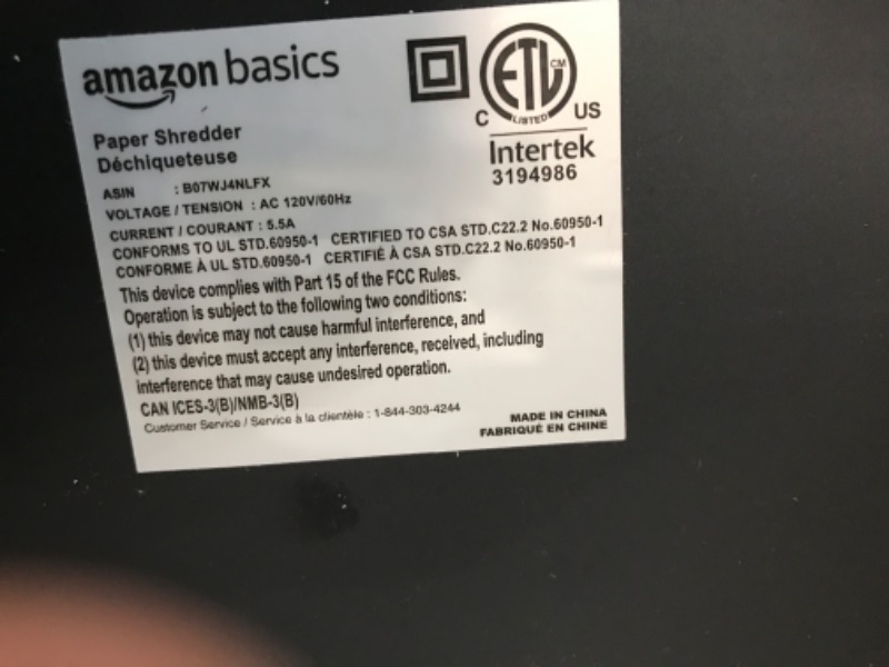 Photo 4 of Amazon Basics 24-Sheet Cross-Cut Paper, CD and Credit Card Home Office Shredder with Pullout Basket 24 Sheet Shredder