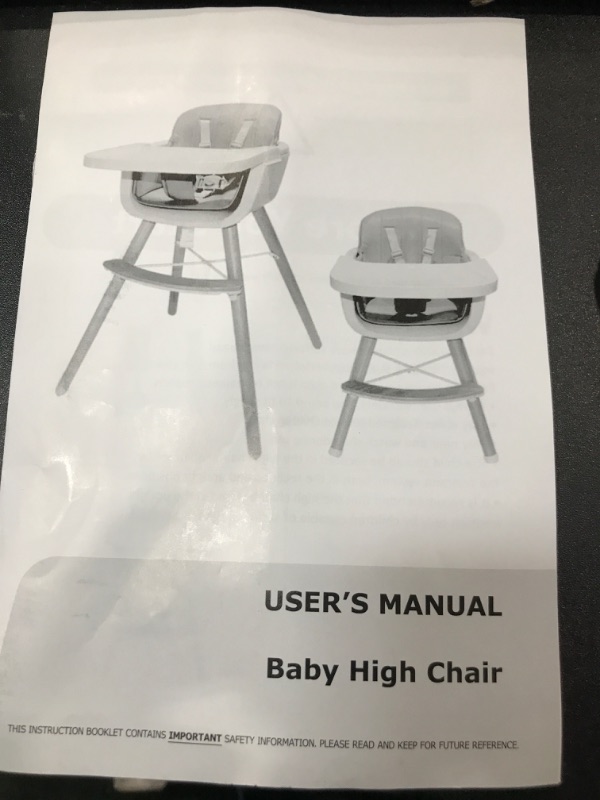 Photo 1 of 3-in-1 Convertible Wooden High Chair,Baby High Chair with Adjustable Legs & Dishwasher Safe Tray, Made of Sleek Hardwood & Premium Leatherette, Brown Color Classic Brown