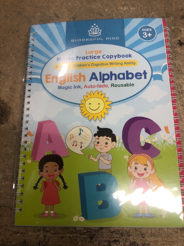 Photo 2 of Buddhaful Mind Magic Practice Copybooks for Kids - Pens with Travel Bag - School Supplies - Kid tracing Paper with Calligraphy Invisible Ink pens - Handwriting Practice for Kids (Large)