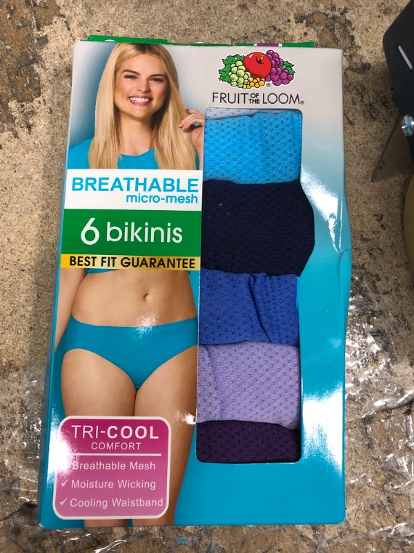 Photo 2 of Fruit of the Loom Women's Breathable Underwear (Regular & Plus Size) Regular 7 Bikini - Micro Mesh - 6 Pack Assorted Colors