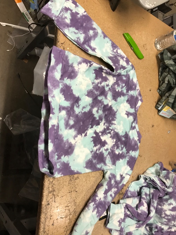 Photo 2 of Kids Crew Neck Cropped Sweatshirt - art class - Blue Purple Tie Dye (L) (10/12)