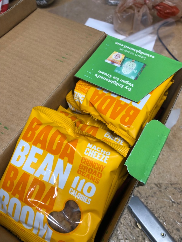 Photo 3 of **Passed expiration date 02/23/2023** Bada Bean Bada Boom - Plant-Based Protein, Gluten Free, Vegan, Crunchy Roasted Broad (Fava) Bean Snacks, 100 Calories per Serving, Game Day Box, 1 oz, 24 Pack