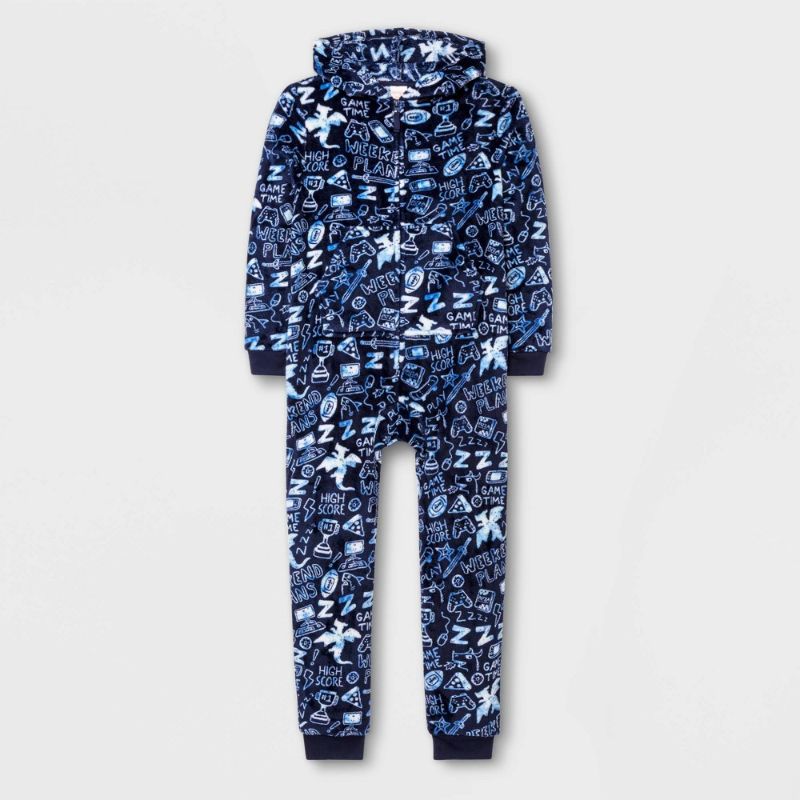 Photo 1 of Boys' Doodle Blanket Sleeper Union Suit - Cat & Jack™ Dark (Size S 6/7)