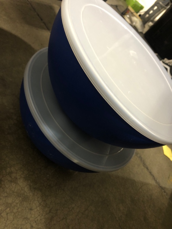 Photo 3 of 119oz Plastic Serving Bowl with Lid - Sun Squad™ x 2 blue 
