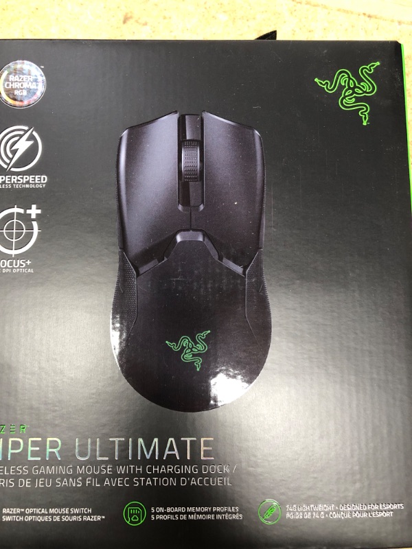 Photo 6 of Razer Viper Ultimate Hyperspeed Lightweight Wireless Gaming Mouse & RGB Charging Dock: Fastest Gaming Mouse Switch - 20K DPI Optical Sensor - Chroma Lighting - 8 Programmable Buttons - 70 Hr Battery Classic Black Mouse + Dock