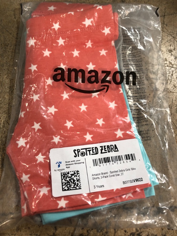 Photo 2 of Amazon Essentials Girls and Toddlers' Bike Shorts , 3 Coral Orange, Stars 3T