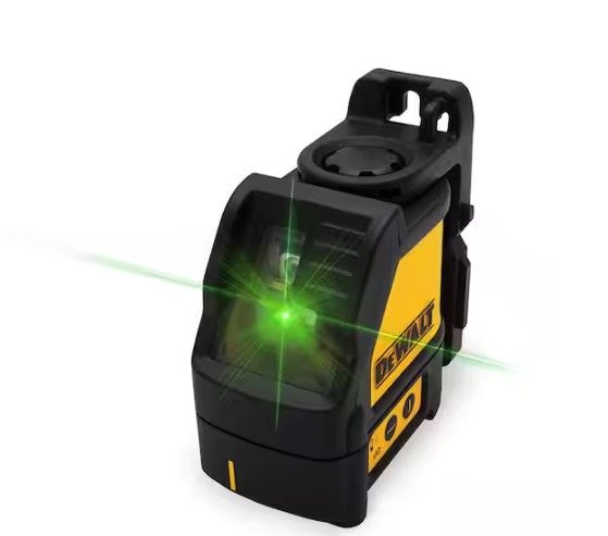Photo 1 of 100 ft. Green Self-Leveling Cross Line Laser Level with (3) AA Batteries & Case
