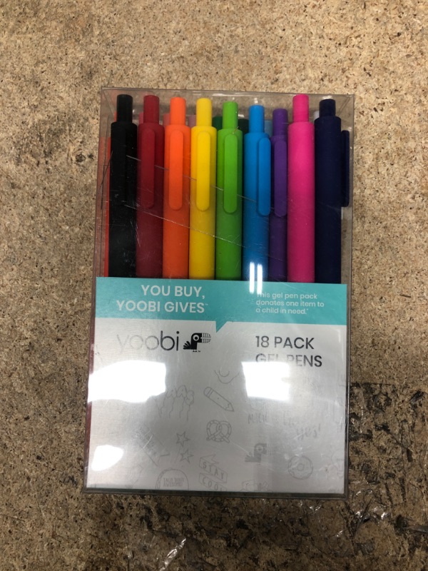 Photo 2 of Yoobi Retractable Gel Pen Set, 18 Bright Colors, Fine 1.00mm Point for School or Office, Retractable Pens, Comfortable Grip and Smooth Traction