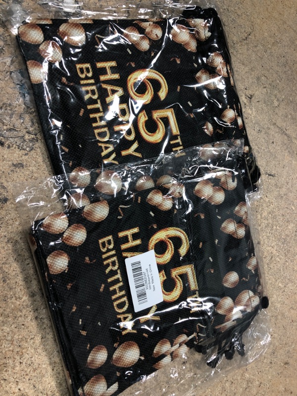 Photo 2 of 2pk- 65th Happy Birthday Gift Bags, Gift Bags for Birth Date, Pouches with Drawstring With Black Background And Golden Balloons, Party Favors, Set of 5 (birth65)