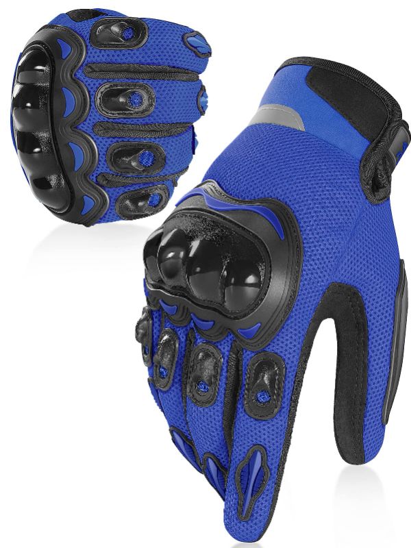 Photo 1 of COFIT Breathable Mesh Motorcycle Gloves for BMX ATV MTB Riding, Road Racing, Cycling and Bike, Motorbike Gloves with Hard Knuckle and Touchscreen for Men and Women 02-Blue XX-Large