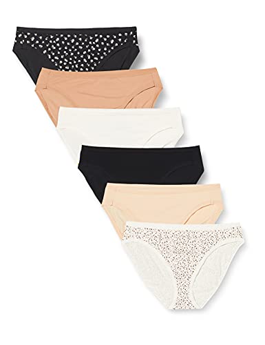 Photo 1 of Amazon Essentials Women's Cotton High Leg Brief Underwear (Available in Plus Size), Pack of 6, Floral, Large
