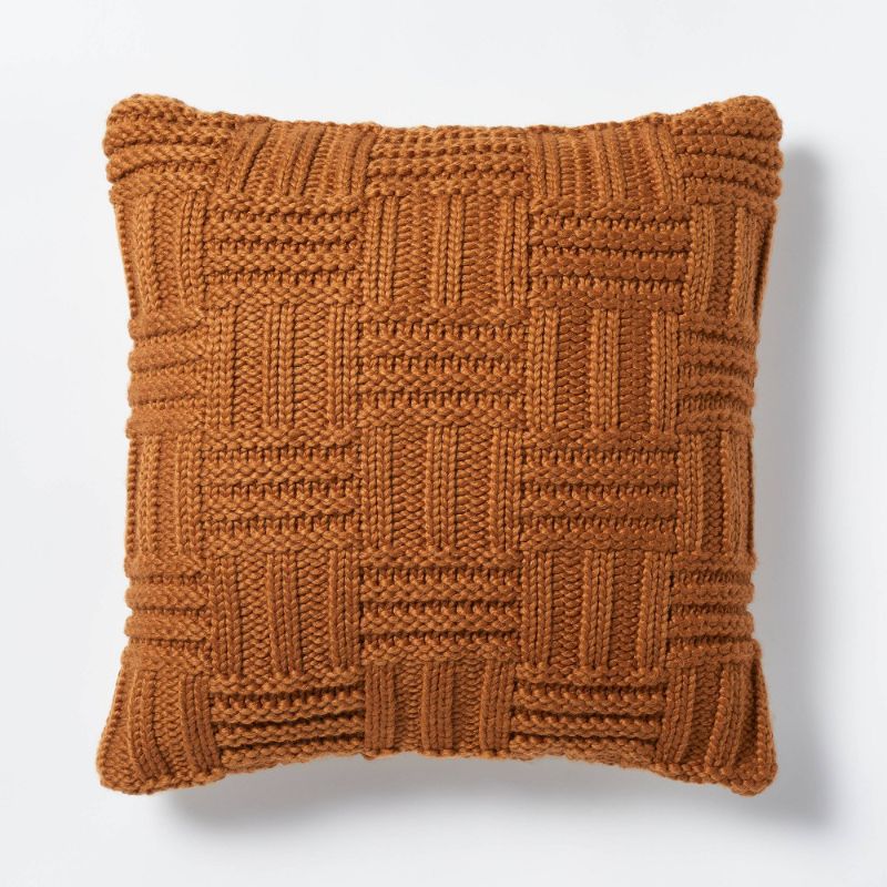 Photo 1 of 20" Basket Weave Knit Throw Pillow - Threshold™ Designed with Studio McGee
