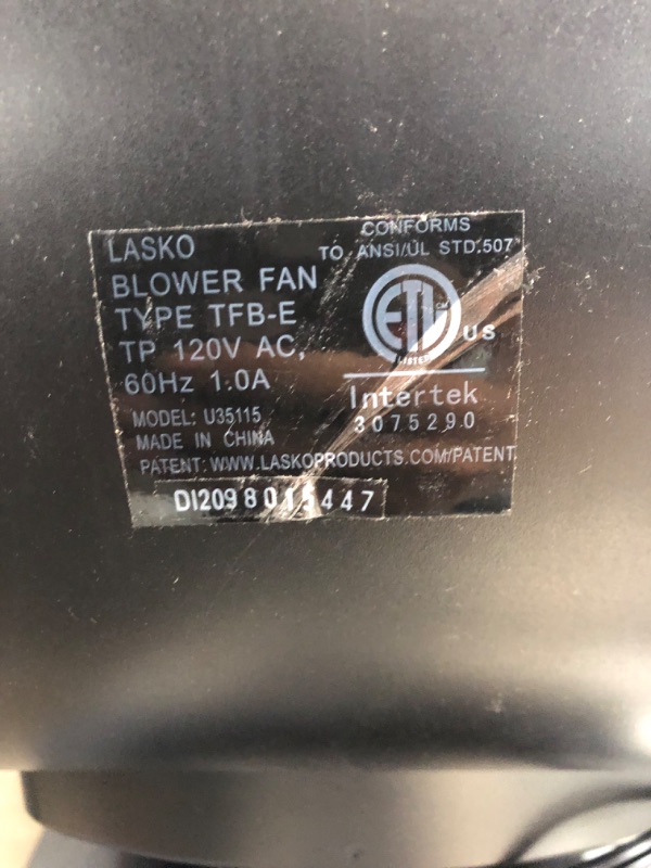 Photo 5 of **MINOR DAMAGE,TESTED**Lasko Oscillating High Velocity Tower Fan, Remote Control, Timer, 3 Powerful Speeds, for Garage, Basement and Gym, 35" Silver and Black, U35115
